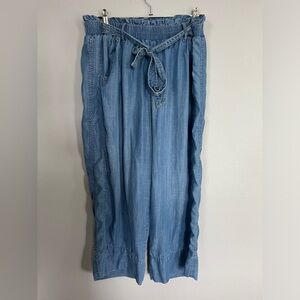 Women’s Knox Rose Denim Crop Wide Leg Lightweight Pants XL